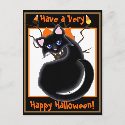 Kiara Toon Kitty Black Cat mit Tree Postcard2 Postkarte (Vorderseite)