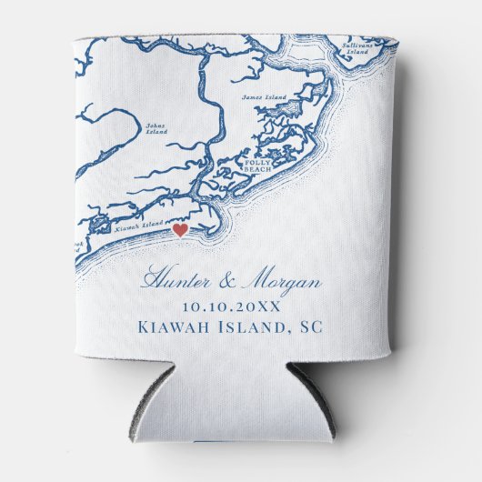 Kiawah Island Map Elegant Navy Blue Gastgeschenk H Dosenkühler (Vorderseite)