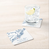 Kiawah Island Map Elegant Navy Blue Gastgeschenk H Rechteckiger Pappuntersetzer (Vor Ort)