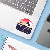 Kiawah Island Pier SC Retro Sunset Souvenirs 60er Aufkleber (Laptop mit iPhone)