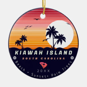 Kiawah Island Pier SC Retro Sunset Souvenirs 60er Keramik Ornament