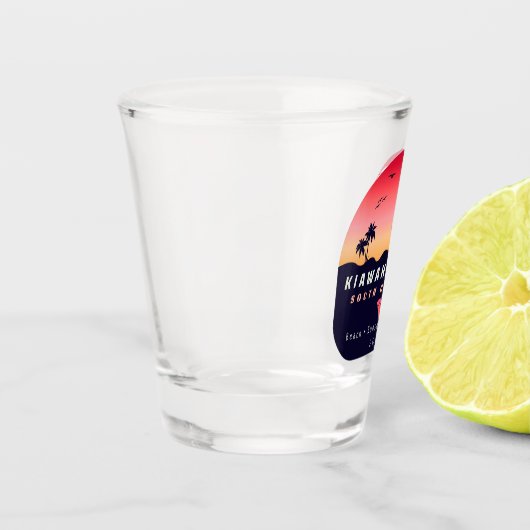 Kiawah Island Pier SC Retro Sunset Souvenirs 60er Schnapsglas (Links)