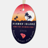 Kiawah Island Pier SC Retro Sunset Souvenirs 80er Keramik Ornament (Links)