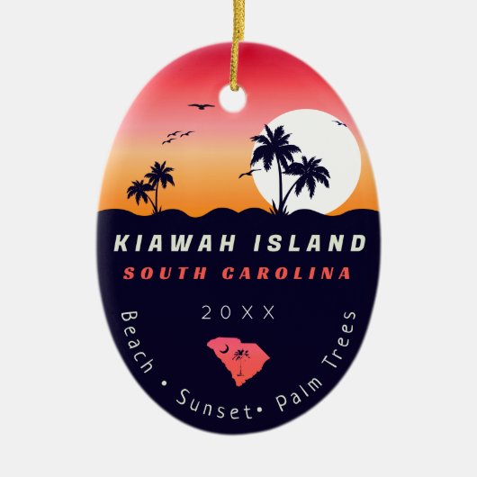 Kiawah Island Pier SC Retro Sunset Souvenirs 80er Keramik Ornament (Vorne)