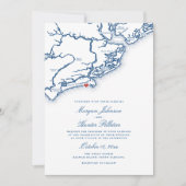 Kiawah Island SC Karte Elegant Navy Blue Wedding (Vorderseite)