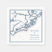 Kiawah Island SC Karte Elegant Navy Blue Wedding Serviette (Vorderseite)