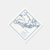 Kiawah Island SC Karte Elegant Navy Blue Wedding Serviette (Ecke)