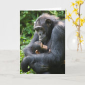 Kibale Chimpanzee Grußkarte — "Mama Umbrella" Karte (Gelbe Blume)