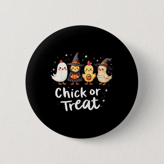 Kiche oder Leckerei Niedliches Halloween-Hühnerkos Button (Vorderseite)