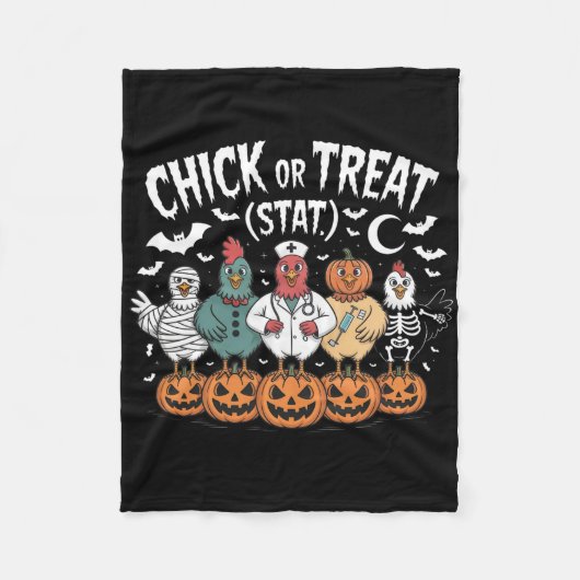 Kiche oder Leckerei Nurve Funny Halloween für Hühn Fleecedecke (Vorderseite)