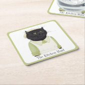 KICHEN MAID CAT Square Paper Untersetzer + Text (angewinkelt)