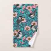 Kichererbsen in freier Rose, rosa und blau Badhandtuch Set (Handtuch)