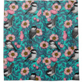 Kichererbsen in freier Rose, rosa und blau Duschvorhang (Vorderseite)