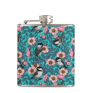 Kichererbsen in freier Rose, rosa und blau Flachmann