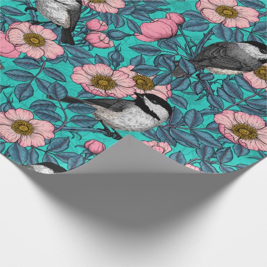 Kichererbsen in freier Rose, rosa und blau Geschenkpapier (Ecke)