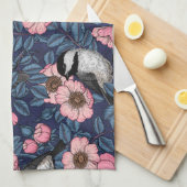 Kichererbsen in wilder Rose in Rosa und Blau Geschirrtuch (Viertel Falte)