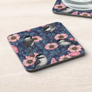 Kichererbsen in wilder Rose in Rosa und Blau Getränkeuntersetzer
