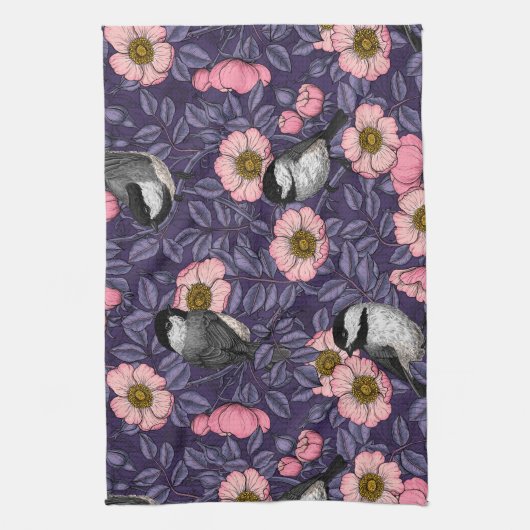 Kichererbsen in wilder Rose in Rosa und Violett Geschirrtuch (Vertikal)