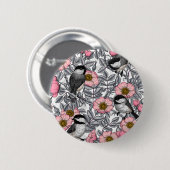 Kichererbsen in wilder Rose, rosa und grau Button (Vorne & Hinten)