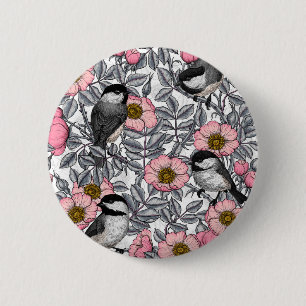Kichererbsen in wilder Rose, rosa und grau Button