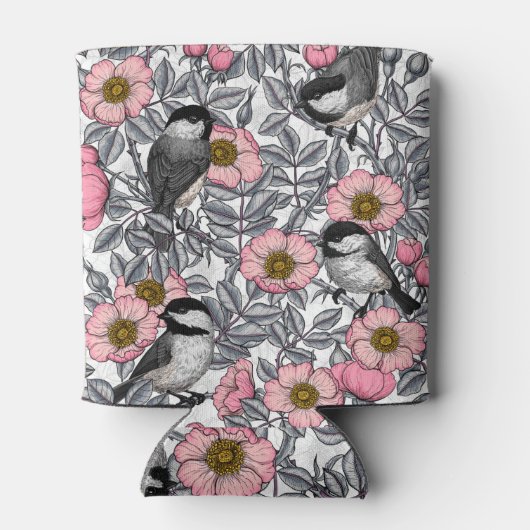 Kichererbsen in wilder Rose, rosa und grau Dosenkühler (Rückseite)