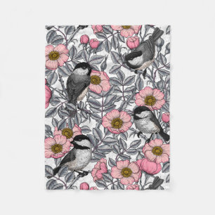 Kichererbsen in wilder Rose, rosa und grau Fleecedecke