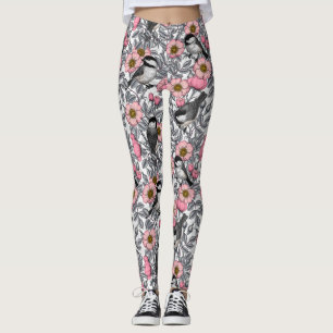 Kichererbsen in wilder Rose, rosa und grau Leggings