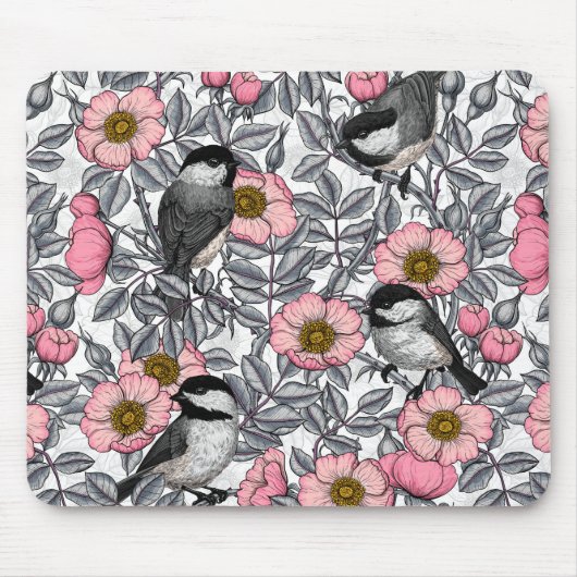 Kichererbsen in wilder Rose, rosa und grau Mousepad (Vorne)