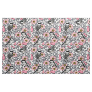 Kichererbsen in wilder Rose, rosa und grau Stoff