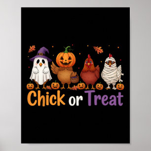 Kicherhahn oder Leckerei Halloween, Hexenhühnerfar Poster