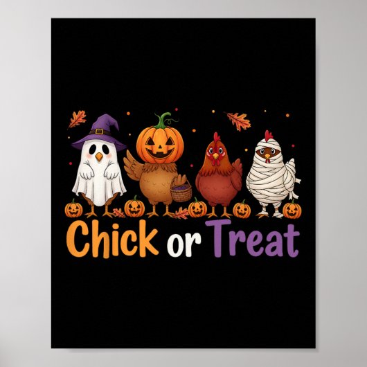 Kicherhahn oder Leckerei Halloween, Hexenhühnerfar Poster (Vorne)