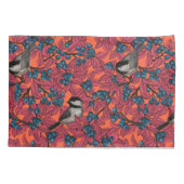 Kichervögel auf Blaubeeren-Ästen auf Orange Kissenbezug (Rückseite)