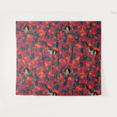 Kichervögel auf Blaubeeren-Ästen auf Orange Wandteppich (Vorderseite (Horizontal))