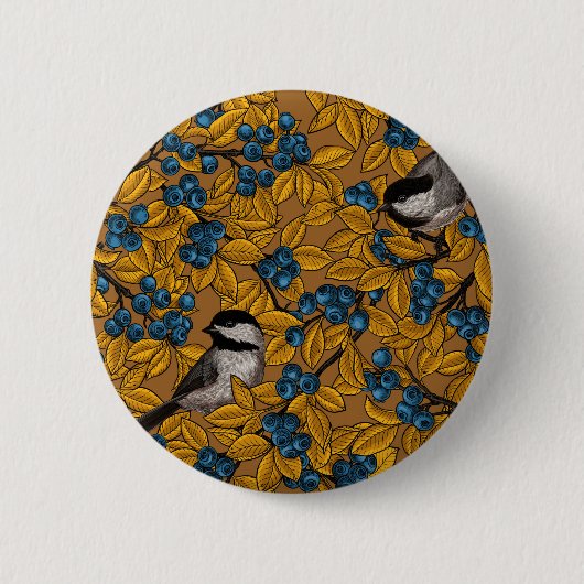 Kichervögel auf den Zweigen der Heidelbeere Button (Vorderseite)