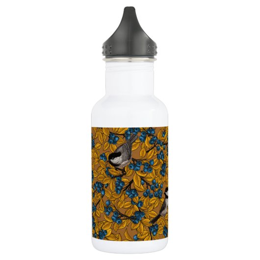 Kichervögel auf den Zweigen der Heidelbeere Edelstahlflasche (Links)