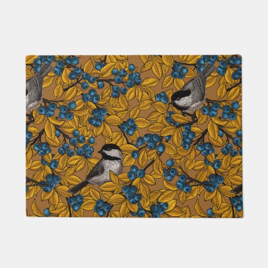Kichervögel auf den Zweigen der Heidelbeere Fußmatte (Vorderseite)