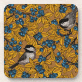 Kichervögel auf den Zweigen der Heidelbeere Getränkeuntersetzer (Vorderseite)