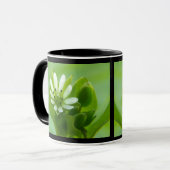 Kicherwelse Blume, Schwarze Rahmen Tasse (Vorderseite Links)