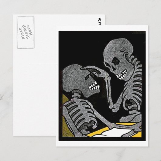 Kick-Bed Vintage Postkarte (Vorne/Hinten)