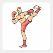 Kick Boxing Quadratischer Aufkleber (Vorderseite)