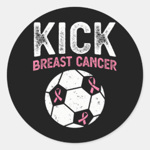 Kick Breast Cancer Awareness Soccer Pink Ribbon Runder Aufkleber