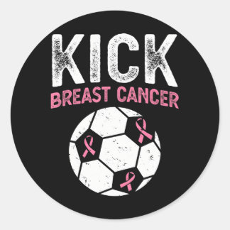 Kick Breast Cancer Awareness Soccer Pink Ribbon Runder Aufkleber