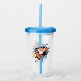 Kick es so, wie es heiß ist. Cartoon Fußball Acryltrinkbecher