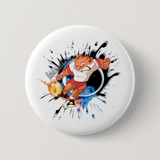 Kick es so, wie es heiß ist. Cartoon Fußball Button (Vorderseite)