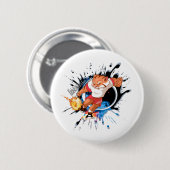 Kick es so, wie es heiß ist. Cartoon Fußball Button (Vorne & Hinten)