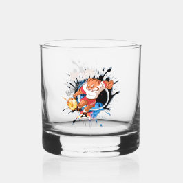Kick es so, wie es heiß ist. Cartoon Fußball Whiskyglas