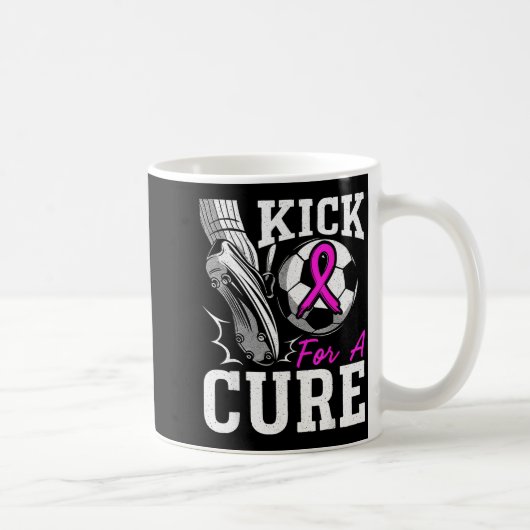 Kick For A Breast Cancer Awareness Nk Ribbon Socce Kaffeetasse (Rechts)