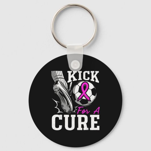 Kick For A Breast Cancer Awareness Nk Ribbon Socce Schlüsselanhänger (Vorderseite)