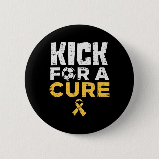 Kick For A Cure Fußball Kindheitskrebs-Bewusstsein Button (Vorderseite)