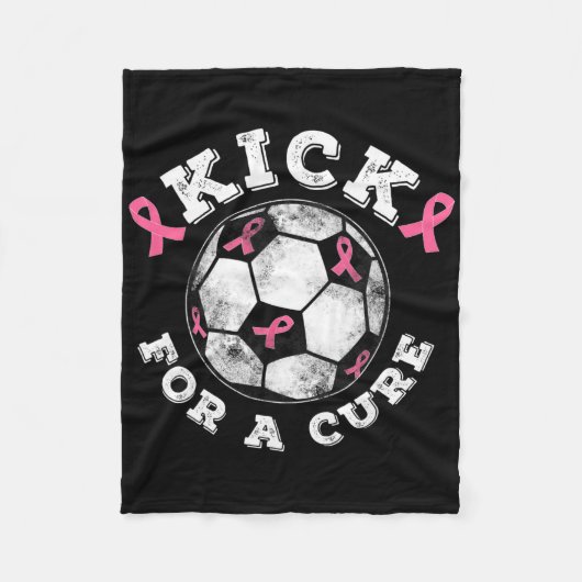 Kick For A Cure Pink Ribbon Breast Cancer Awarenes Fleecedecke (Vorderseite)